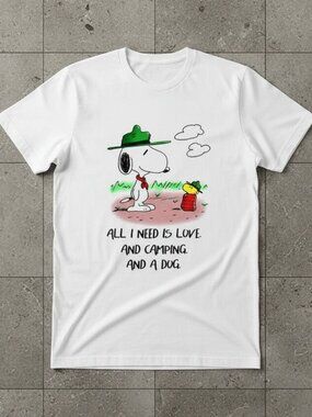 Cute Snoopy Camping T-Shirt | Funny Dog Lover Tee | Peanuts Graphic Shirt